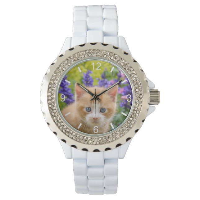 Reloj De Pulsera Gatito de gato de gato con agua suave y esponjosa  (Anverso)