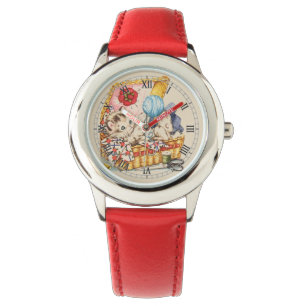 Reloj De Pulsera "Gatito de la cesta de costura "