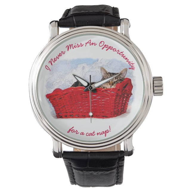 Reloj De Pulsera Gatito Durmiente Gracioso En El Personalizado De F (Anverso)