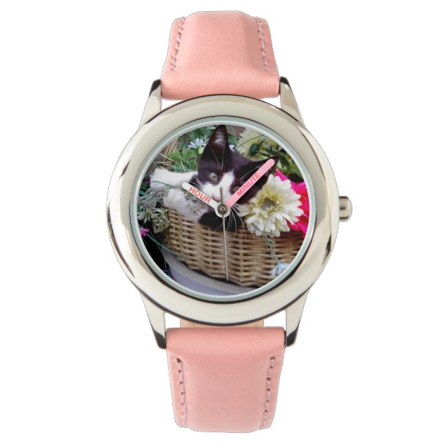 Reloj De Pulsera Gatito en una canasta (Anverso)