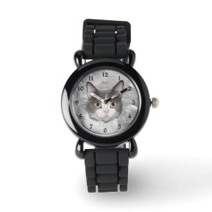 Reloj De Pulsera Gatito gris y blanco del smoking