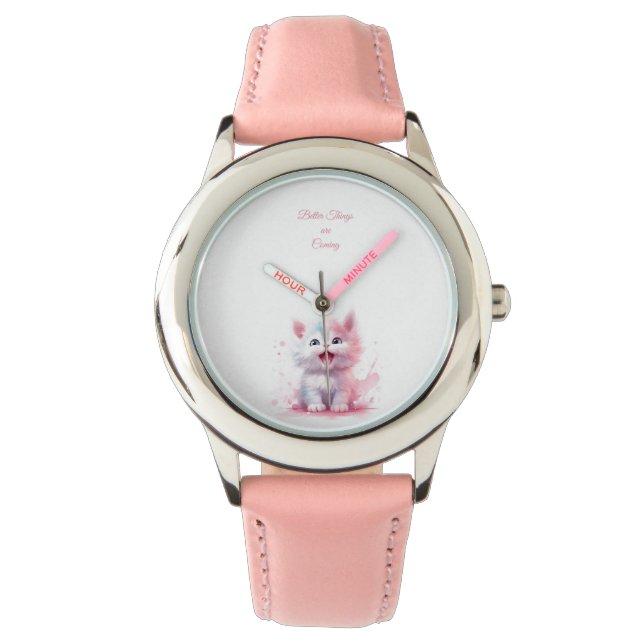 Reloj De Pulsera Gatito rosa dulce pastel (Anverso)