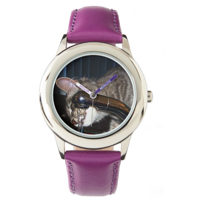 Reloj De Pulsera Gatito Sedioso Beber De Tap, (Anverso)