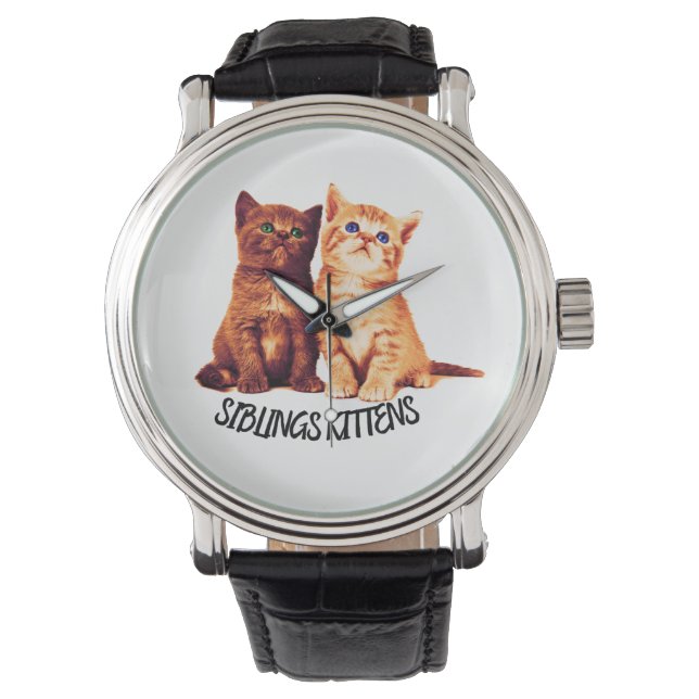 Reloj De Pulsera Gatitos hermanos, dos gatos lindos (Anverso)