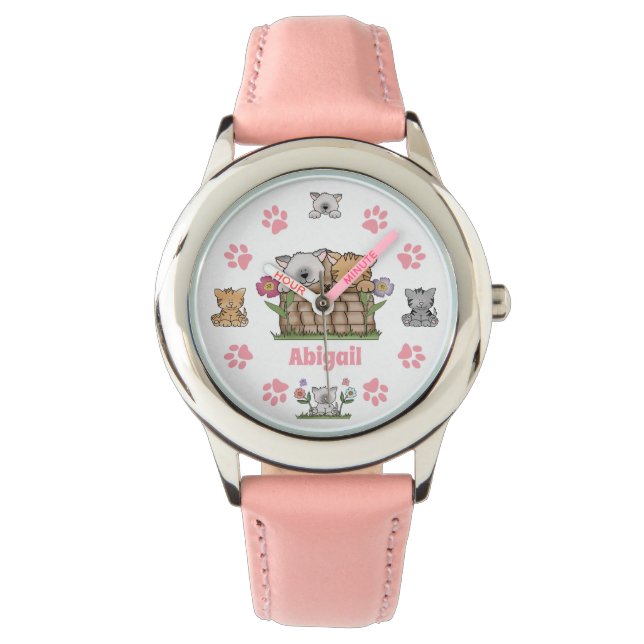 Reloj De Pulsera Gatitos personalizados, gatos y pinturas (Anverso)