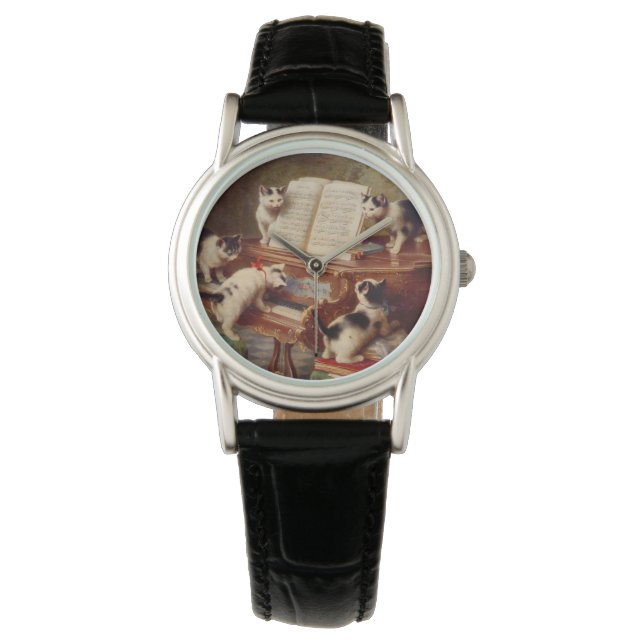 Reloj De Pulsera Gatitos y piano (Anverso)