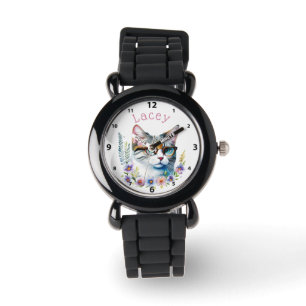 Reloj De Pulsera Gato Adorable Con Gafas Personalizadas
