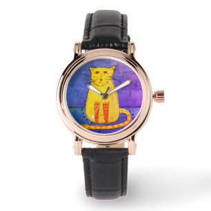 Reloj De Pulsera Gato Amarillo Resumen Arte usable