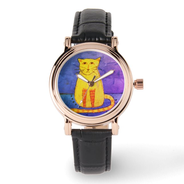 Reloj De Pulsera Gato Amarillo Resumen Arte usable (Anverso)