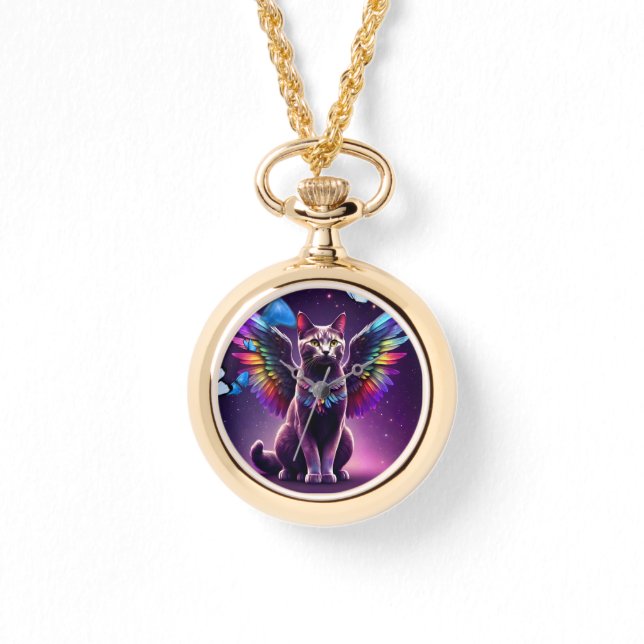 Reloj De Pulsera Gato Ángel Arcoiris (Anverso)