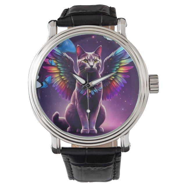 Reloj De Pulsera Gato Ángel Arcoiris (Anverso)