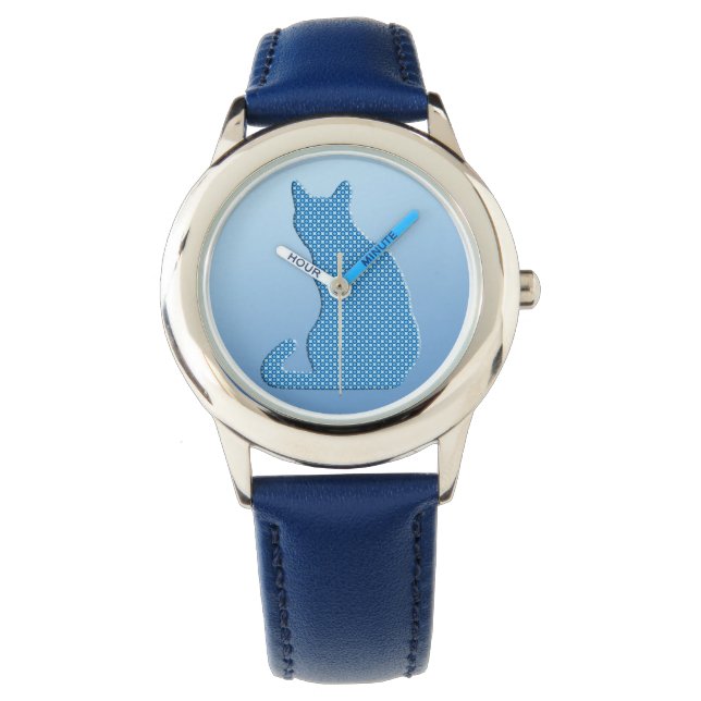 Reloj De Pulsera Gato atigrado - tonos de azul (Anverso)
