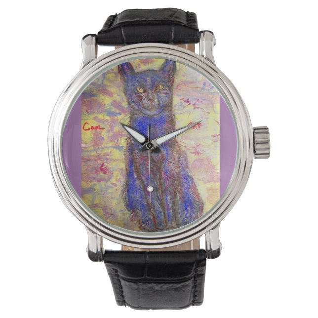 Reloj De Pulsera Gato azul (Anverso)