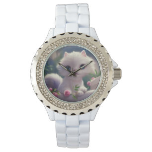 RELOJ DE PULSERA GATO BLANCO KITTEN LADIES WRIST WATCH