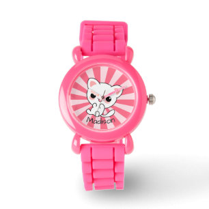 Reloj De Pulsera Gato blanco lindo kawaii personalizado