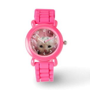 Reloj De Pulsera Gato blanco rosado