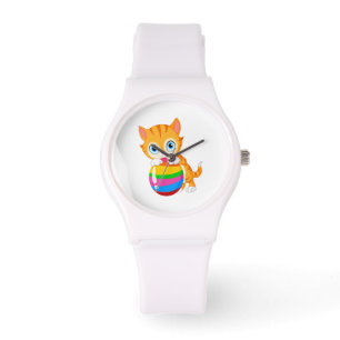 Reloj De Pulsera Gato con bola de playa.ai