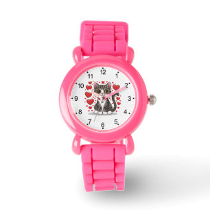 Reloj De Pulsera Gato con símbolos de amor Clipart-85245