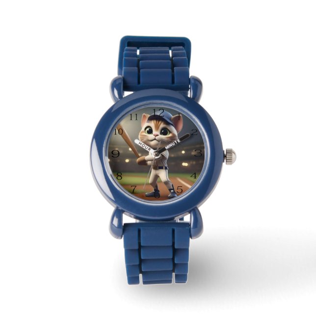 Reloj De Pulsera Gato de béisbol gracioso, (Anverso)