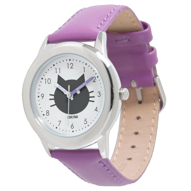 Reloj De Pulsera Gato de bonito morado gatito (Angular)