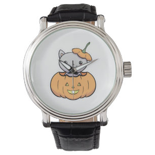 Reloj De Pulsera Gato de calabaza de Halloween