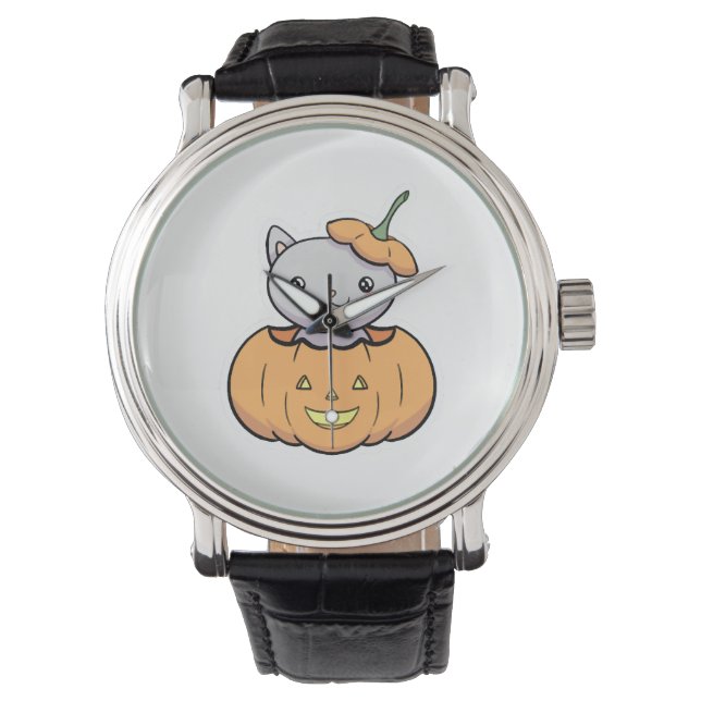 Reloj De Pulsera Gato de calabaza de Halloween (Anverso)