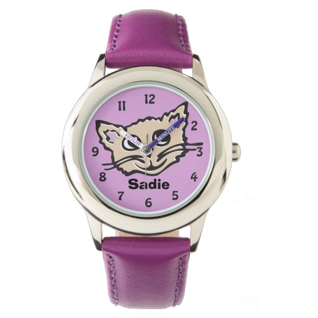 Reloj De Pulsera Gato de chicas divertidos / gatito gráfico llamado (Anverso)