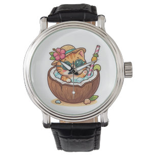 Reloj De Pulsera Gato de Coco Kawaii Lentes de Sol BSticker de Vera