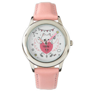 Reloj De Pulsera Gato de El día de San Valentín cutáneo