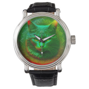 Reloj De Pulsera Gato De Fantasía Frente Al Escudo