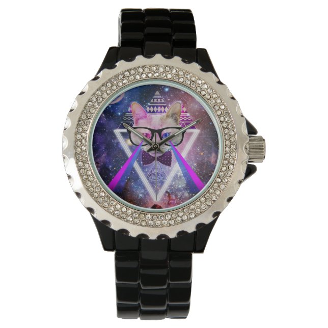 Reloj De Pulsera Gato de galaxia hipster (Anverso)
