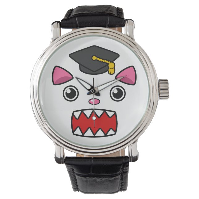 Reloj De Pulsera Gato de Graduación Emocionado (Anverso)