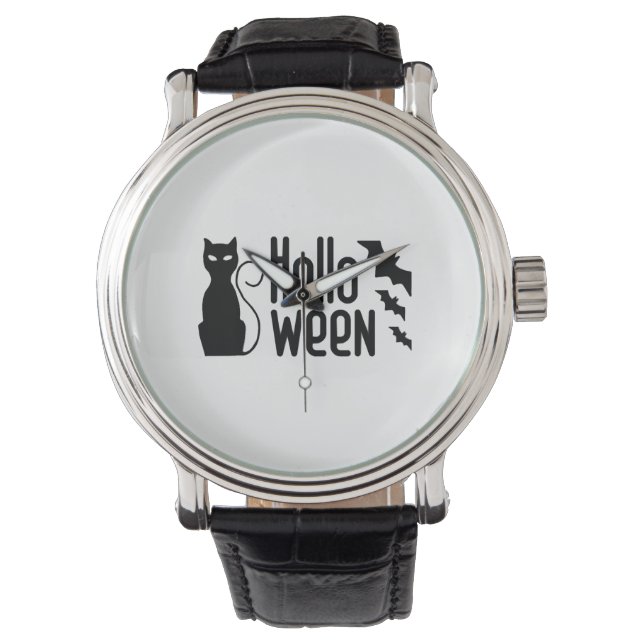 Reloj De Pulsera gato de halloween (Anverso)