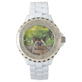 Reloj De Pulsera Gato de Peeking cutáneo siamés