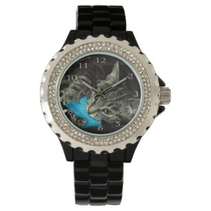 Reloj De Pulsera Gato de Tabby con pluma de Shirley Taylor