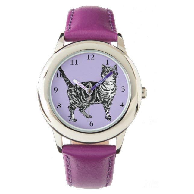 Reloj De Pulsera Gato de Tabby Gato Gatos Blancos Negros Cuidados C (Anverso)