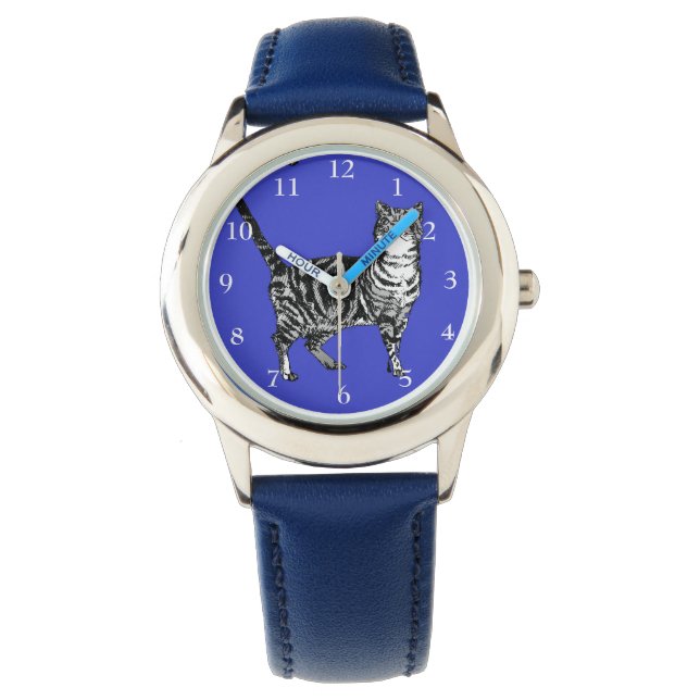 Reloj De Pulsera Gato de Tabby Gatos Blancos Negros Cutan Chicas Az (Anverso)