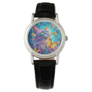 Reloj De Pulsera Gato de vidrio templado 730 mariposas amarillas az