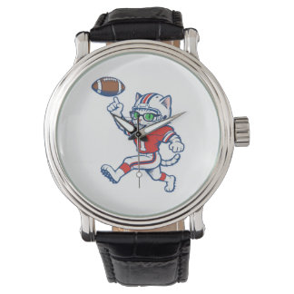 Reloj De Pulsera Gato Divertido Jugador de Fútbol Americano