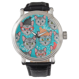 Reloj De Pulsera Gato en el gorra 