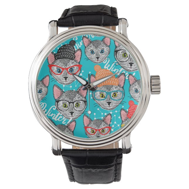 Reloj De Pulsera Gato en el gorra (Anverso)