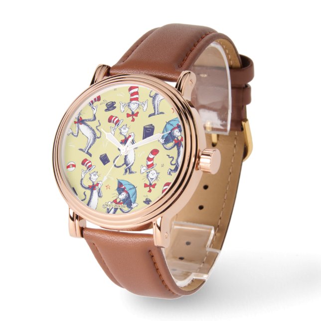 Reloj De Pulsera Gato En El Gorra | Patrón amarillo (Ángulo)