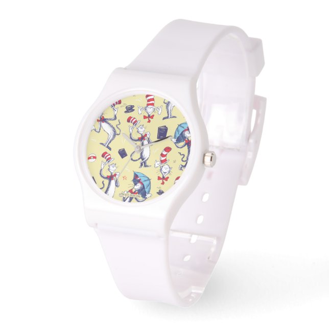 Reloj De Pulsera Gato en el sombrero | Patrón Amarillo (Ángulo)