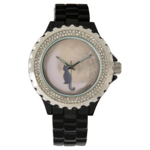 Reloj De Pulsera gato en la luna