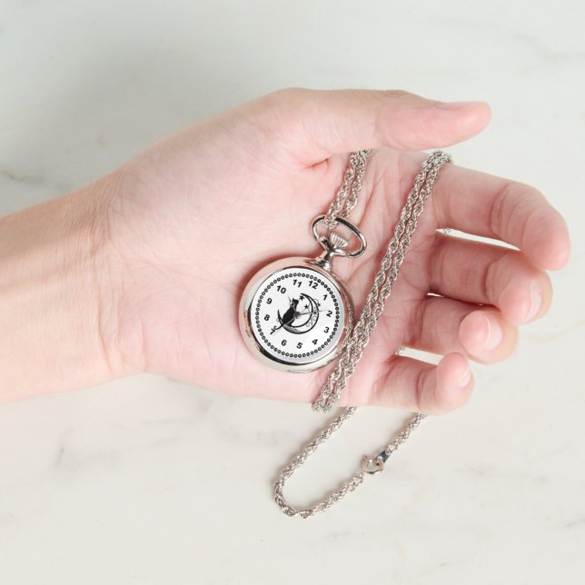 Reloj De Pulsera Gato en la silueta lunar (Mano)