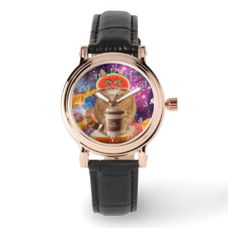 Reloj De Pulsera Gato espacial con gafas de sandía