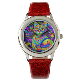 Reloj De Pulsera Gato estilo haitiano-ashbury de un divertido artis