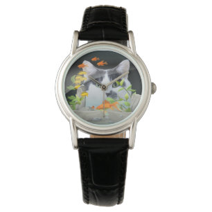 Reloj De Pulsera Gato fotográfico personalizado mirando en un tanqu