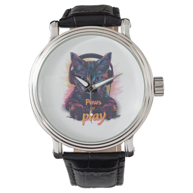Reloj De Pulsera Gato Gamer Sube de Nivel (Anverso)