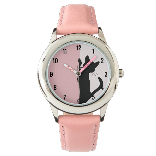 Reloj De Pulsera Gato gatito gatito melindroso juguetón - rosa (Anverso)